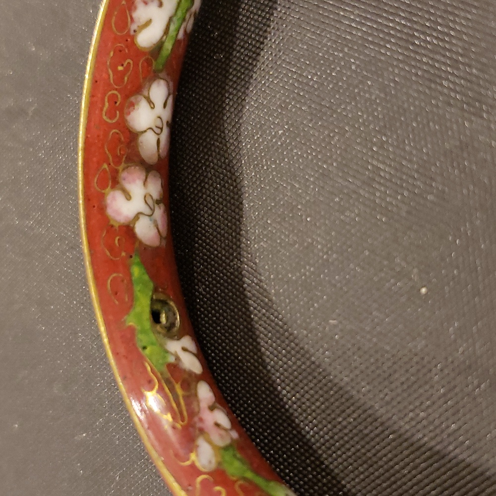 Cloisonné Vintage Costume Flowered Bracelet Bangle - Picture 2 of 3
